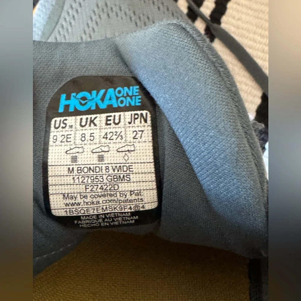 Hoka Bondi 8 wide men's running shoes in  Goblin Blue / Mountain Spring Size 9 - Picture 6 of 7